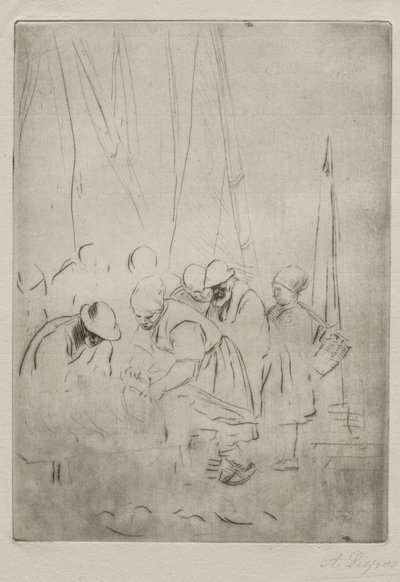 Kalastajat Boulognen laiturilla tekijältä Alphonse Legros