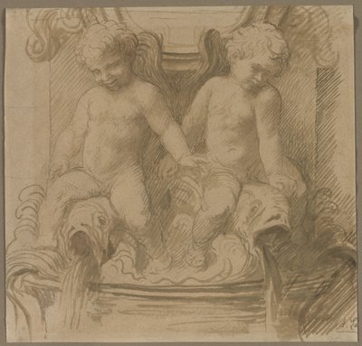 Suihkulähde Putti-ratsastusdelfiinien kanssa tekijältä Alphonse Legros