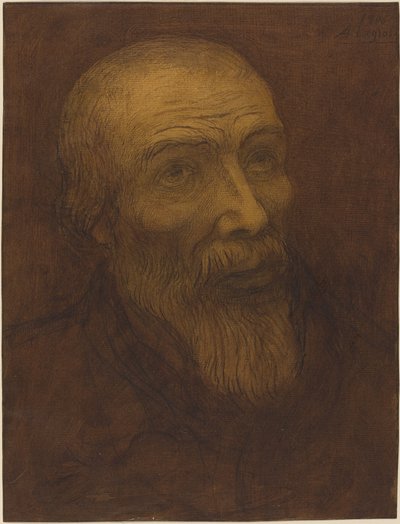 Partaisen kaljun miehen pää tekijältä Alphonse Legros