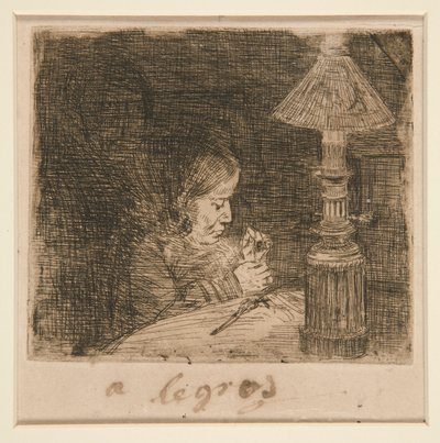 La Couseuse (ompelunainen) tekijältä Alphonse Legros