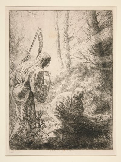 La Mort at le Bucheron, nro 2 (Kuolema ja puunhakkaaja) tekijältä Alphonse Legros