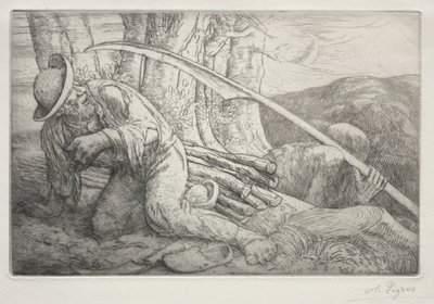 Kuolema ja puunhakkaaja 5. lautanen. tekijältä Alphonse Legros