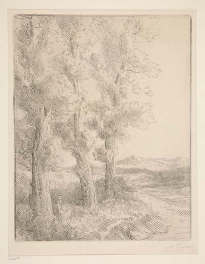 Nainen lukee: Oppitunti puiden alla tekijältä Alphonse Legros