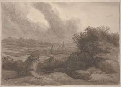 Maisema (etsaus seepiapesulla) tekijältä Alphonse Legros