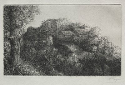 Maisema (rakennuksilla) tekijältä Alphonse Legros