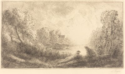 Maisema: Auringonnousu Maisema: Auringonnousu. tekijältä Alphonse Legros