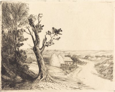 Maisema heinäsuovojen kanssa tekijältä Alphonse Legros