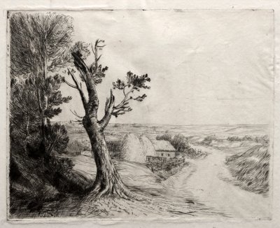 Maisema Strawstacks kanssa tekijältä Alphonse Legros