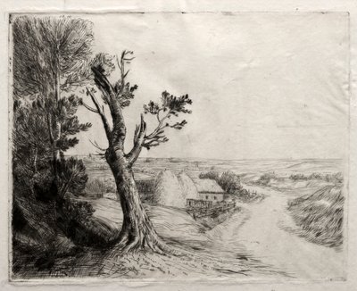 Maisema olkipintojen kanssa. tekijältä Alphonse Legros
