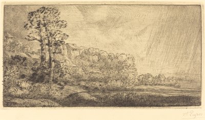Maisema kahdella puulla tekijältä Alphonse Legros
