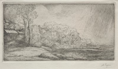 Maisema kahdella puulla Maisema kahdella puulla. tekijältä Alphonse Legros