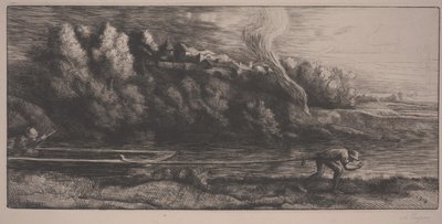 Maisema veneellä (etsaus) tekijältä Alphonse Legros