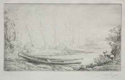 Lähtö kalalle, sumussa. tekijältä Alphonse Legros