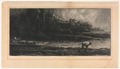 Maisema veneen kanssa. tekijältä Alphonse Legros
