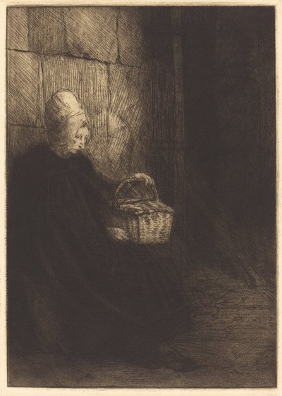 Boulognen talonpoikanainen Talonpoikanainen Boulognen ympäristöstä, joka tunnetaan nimellä La femme au panier. tekijältä Alphonse Legros