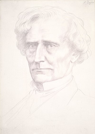 Hector Berliozin muotokuva (kultakärki vaaleanpunaiselle paperille) tekijältä Alphonse Legros