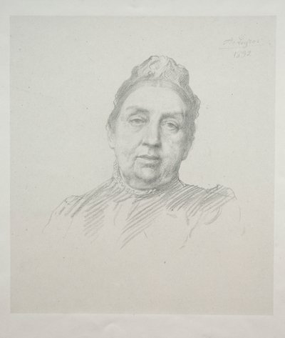 Madame Kempin muotokuva edestä (3. levy) tekijältä Alphonse Legros
