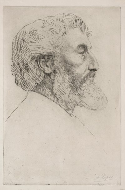 Sir Frederick Leightonin ensimmäisen lautasen muotokuva. tekijältä Alphonse Legros