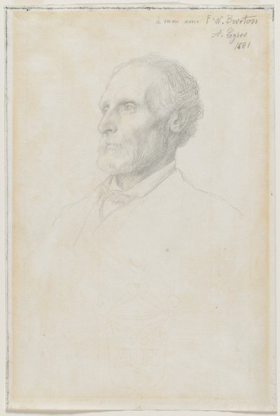 Muotokuva Sir Frederick W. Burtonista, Lontoon National Galleryn johtajasta tekijältä Alphonse Legros