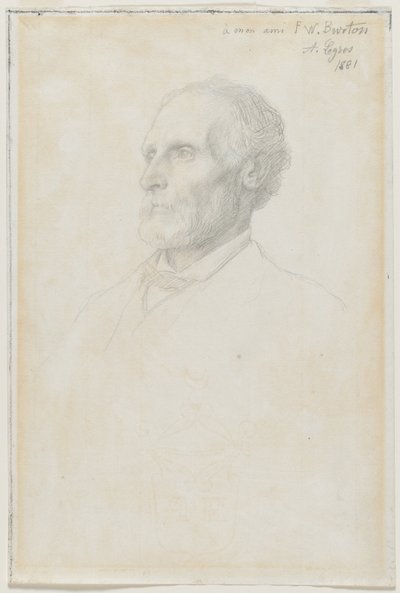 Muotokuva Sir Frederick W. Burtonista, National Galleryn johtajasta, Lontoosta, 1881. tekijältä Alphonse Legros