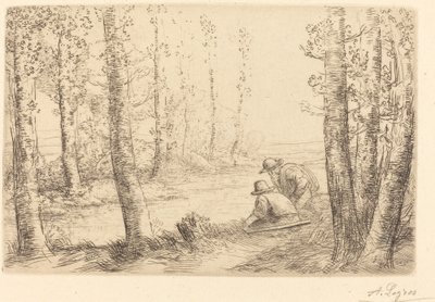 Lepo joen rannoilla (Repos au bord de la riviere) tekijältä Alphonse Legros