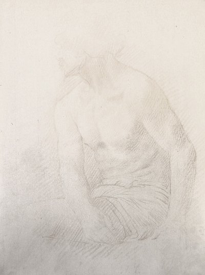 Istuva alaston mies (ruskea liitu paperille) tekijältä Alphonse Legros