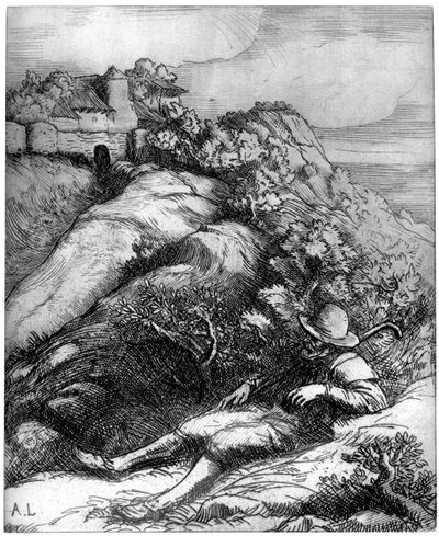 Paimen lepää, n. 1860-1910 1924 tekijältä Alphonse Legros