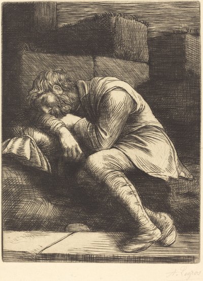 Nukkuva kerjäläinen tekijältä Alphonse Legros