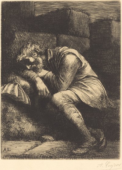 Nukkuva kerjäläinen tekijältä Alphonse Legros