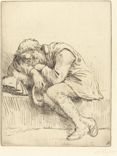 Nukkuva kerjäläinen tekijältä Alphonse Legros