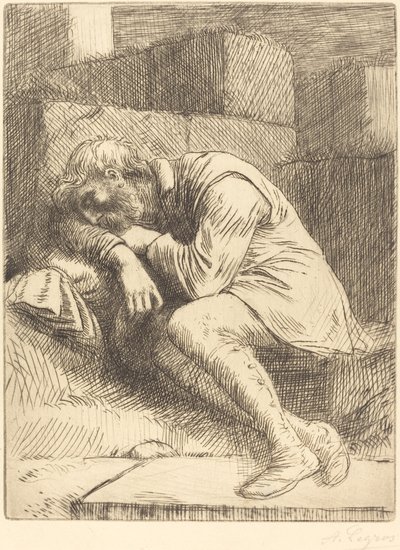 Nukkuva kerjäläinen tekijältä Alphonse Legros