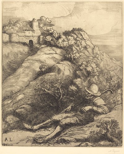 Nukkuva paimen (Le repos du berger) tekijältä Alphonse Legros