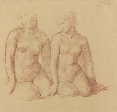 Tutkimus kahdesta vierekkäin istuvasta hahmosta. tekijältä Alphonse Legros