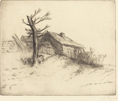 Olkikattoinen mökki (Chaumiere) tekijältä Alphonse Legros