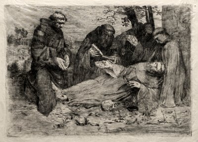 Pyhän Franciscuksen kuolema. tekijältä Alphonse Legros