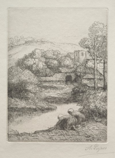 Pesupaikka, nimeltään The Washerwomen (Le Lavoir, Dite "Les Laveuses") tekijältä Alphonse Legros
