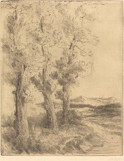 Nainen lukee: Oppitunti puiden alla tekijältä Alphonse Legros