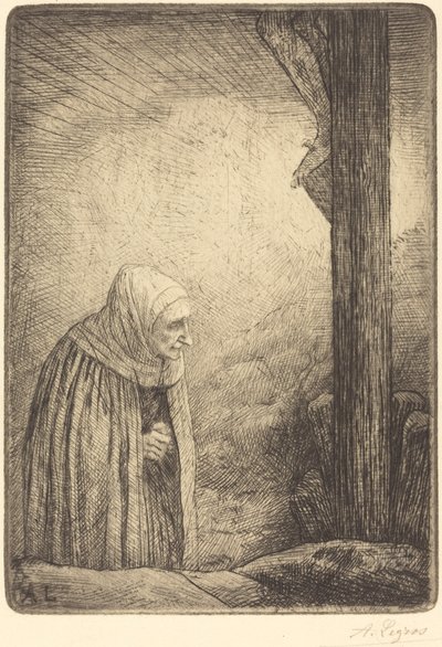 Nainen ristin juurella (Femme au calvaire) tekijältä Alphonse Legros