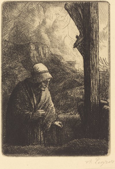 Nainen ristin juurella Femme au calvaire. tekijältä Alphonse Legros