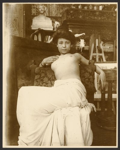 [Naismalli allegoriaan "Syyskuu" kahdentoista kuukauden syklistä, aikakauslehteen "Cocorico", Pariisi] tekijältä Alphonse Maria Mucha