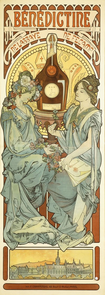Benediktiini, 1898 tekijältä Alphonse Mucha