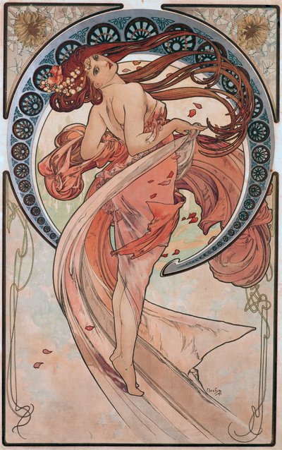 Tanssi (Rose) tekijältä Alphonse Mucha