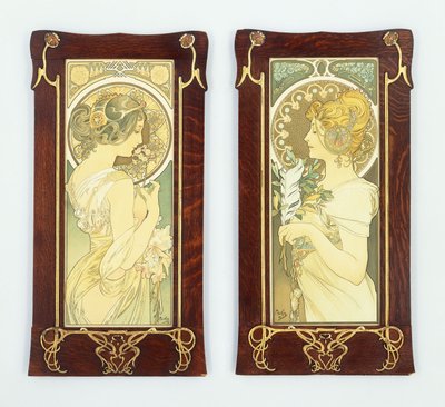 Primrose ja sulka; Kevät ja sulka, 1899 tekijältä Alphonse Mucha