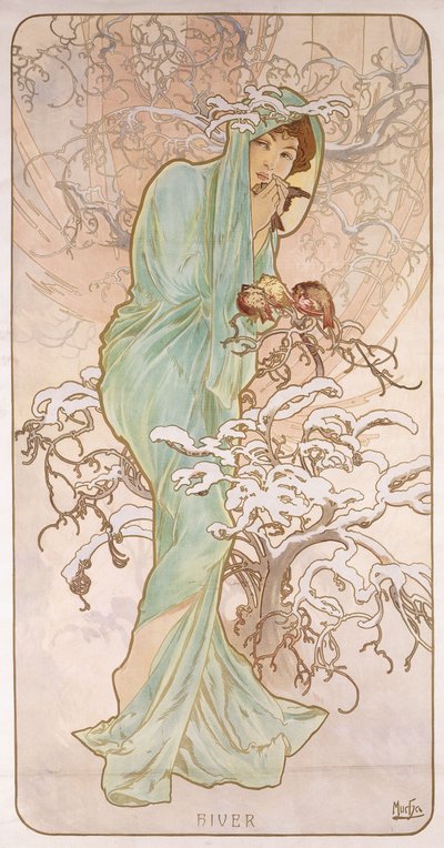 Talvi; Talvi, noin 1896 tekijältä Alphonse Mucha