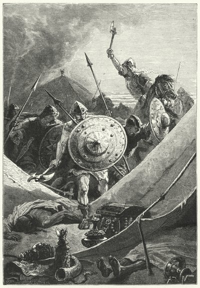 Hyökkäys maurien leiriin (kaiverrus) tekijältä Alphonse Marie de (after) Neuville