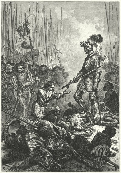 Ranskalainen Francis I joutui vangiksi Pavian taistelussa tekijältä Alphonse Marie de (after) Neuville