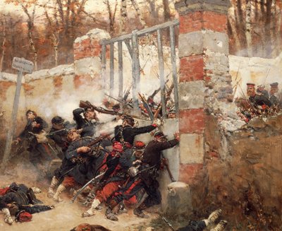 Longboyaun portin puolustaminen, Buzenvalin linna, 21. lokakuuta tekijältä Alphonse Marie de Neuville