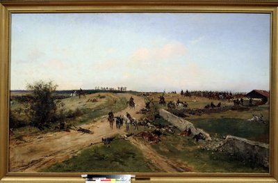 Ranskan ja Preussin sota. (kohtaus Ranskan ja Preussin sodasta). Sotakohtaus Preussin ja Ranskan valtakunnan välillä 19.7.1870-29.1.1871. Alphonse Marie de Neuvillen (1835-1885) maalaus. Öljy kankaalle. Tulan kansallismuseo, Venäjä tekijältä Alphonse Marie de Neuville