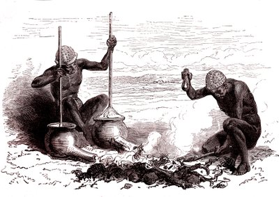 Alkuperäiset sepät Latuka-heimosta. eteläsudan tekijältä Alphonse Marie de Neuville