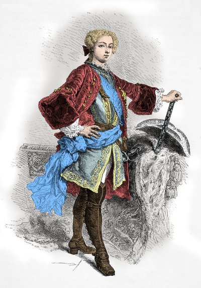 Kuningas Ludvigin muotokuva 15 (kaiverrus) tekijältä Alphonse Marie de Neuville